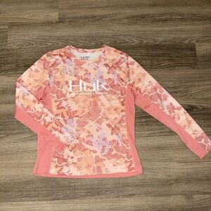 HUK Icon‎ X Camo Shirt Womens XL Pink Long Sleeve Fishing Performance